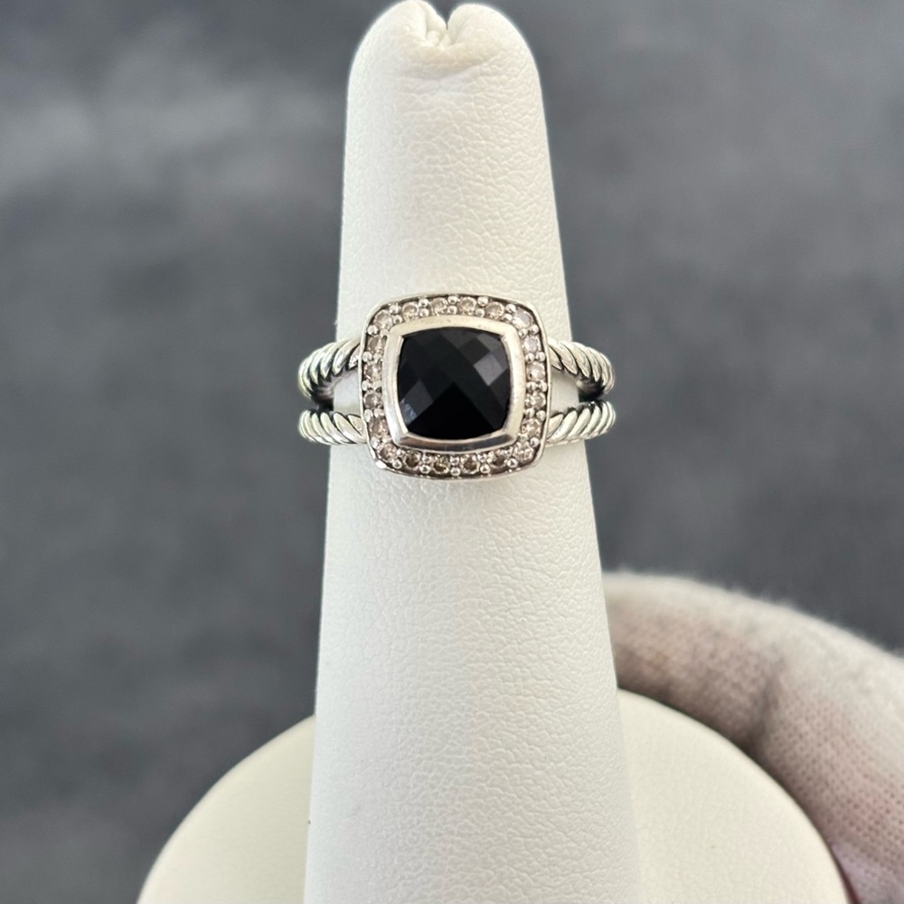 David Yurman Petite Albion Ring with Black Onyx & Diamonds 5